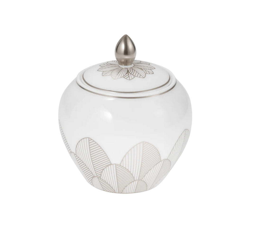 Malmaison - Covered Sugar Bowl 30cl - Porcelain Platinum Finish