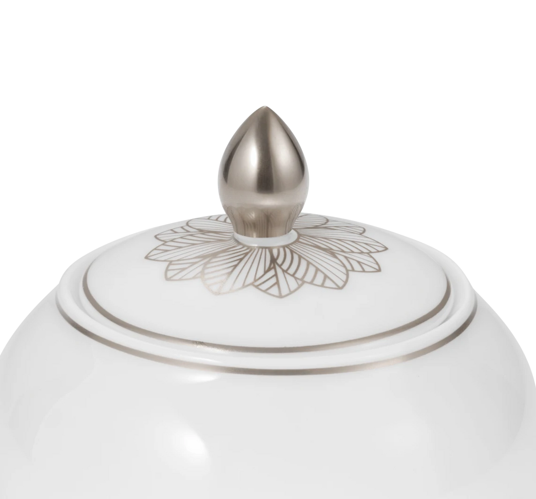 Malmaison - Covered Sugar Bowl 30cl - Porcelain Platinum Finish