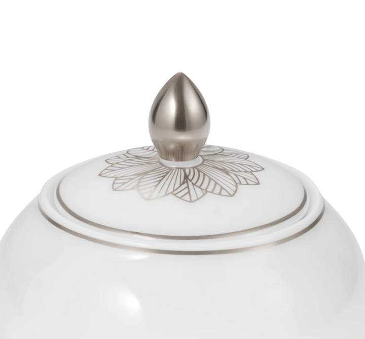 Malmaison - Covered Sugar Bowl 30cl - Porcelain Platinum Finish