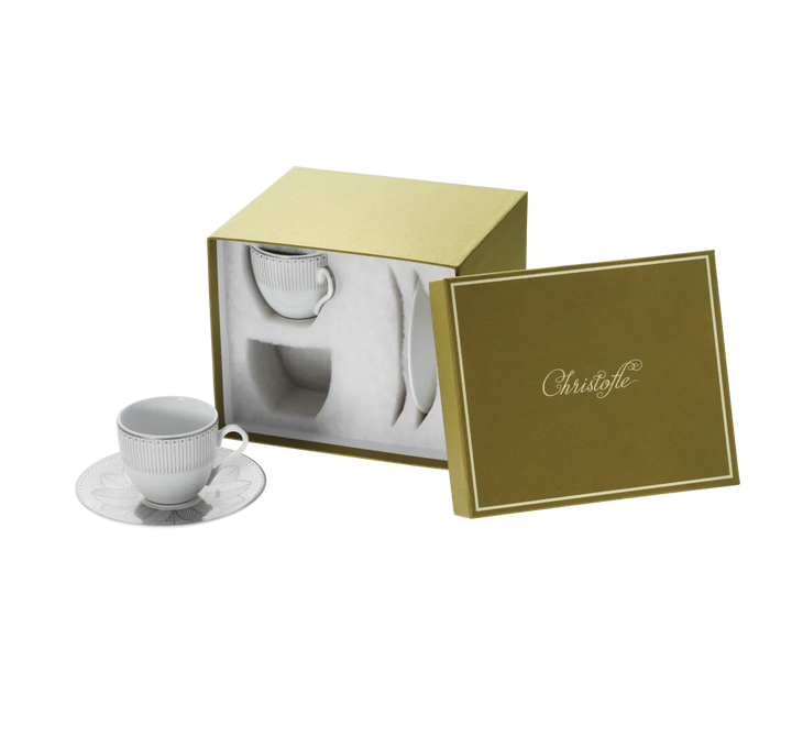 Malmaison Impériale - Set Of 2 Coffee Cup and Saucers - Porcelain Platinum Finish