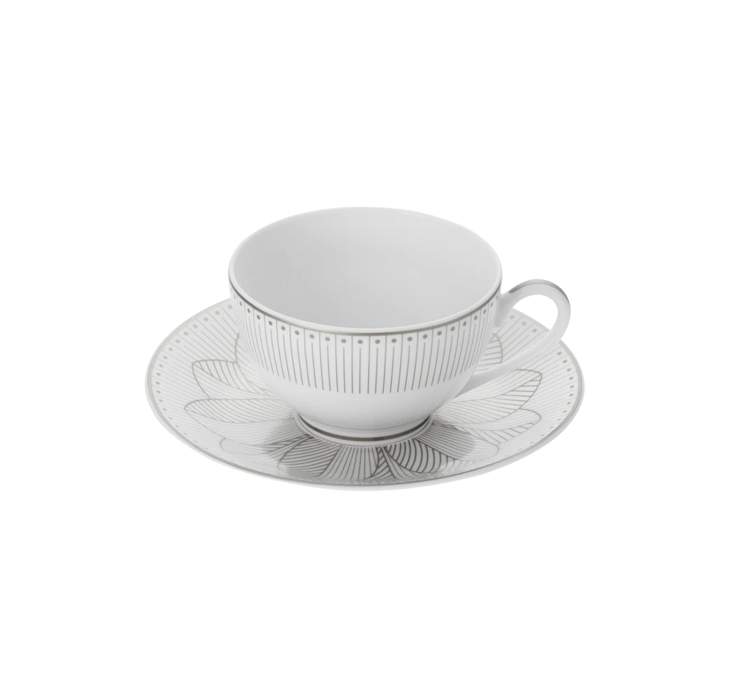 Malmaison Impériale - Set of 2 Tea Cup and Saucers - Porcelain Platinum Finish