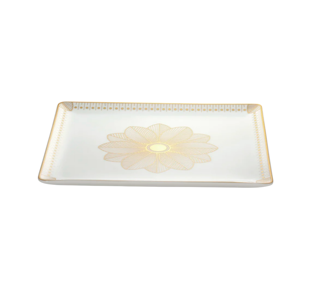 Malmaison Impériale - Rectangular Tray 22x20cm - Porcelain Gold Finish