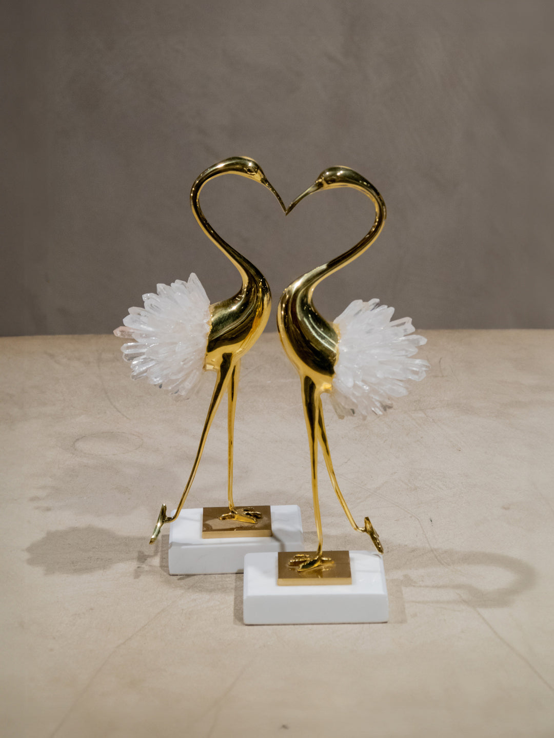 Object - Bird With Crystal Gold H33X13X8cm