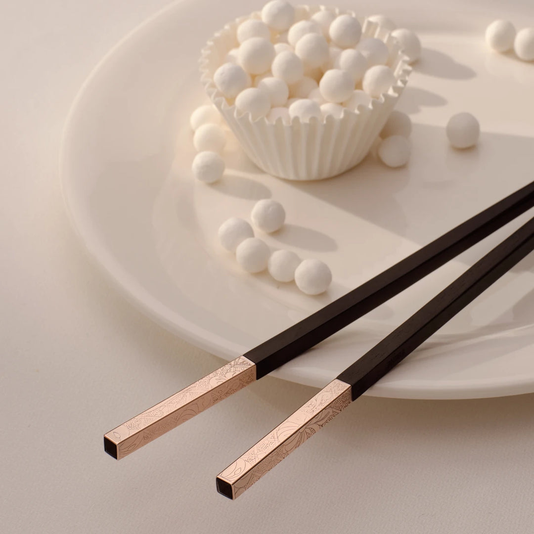 Jardin d'Eden - chinese chopsticks - Silver plated - Pink gold finish