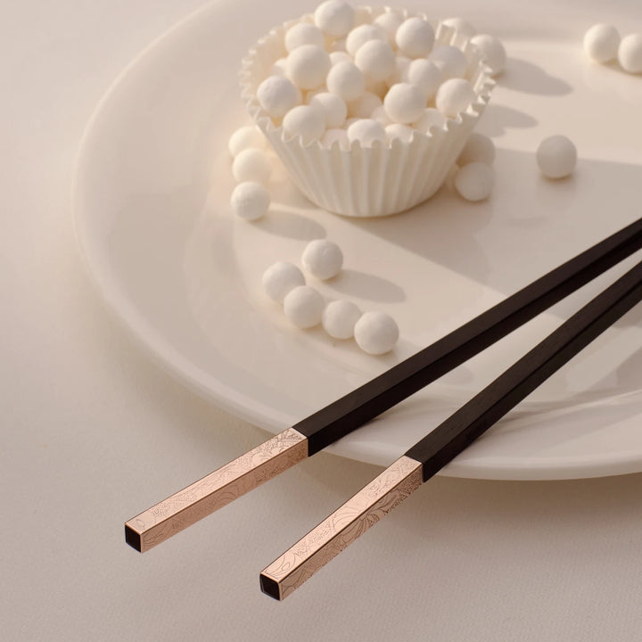 Jardin d'Eden - chinese chopsticks - Silver plated - Pink gold finish