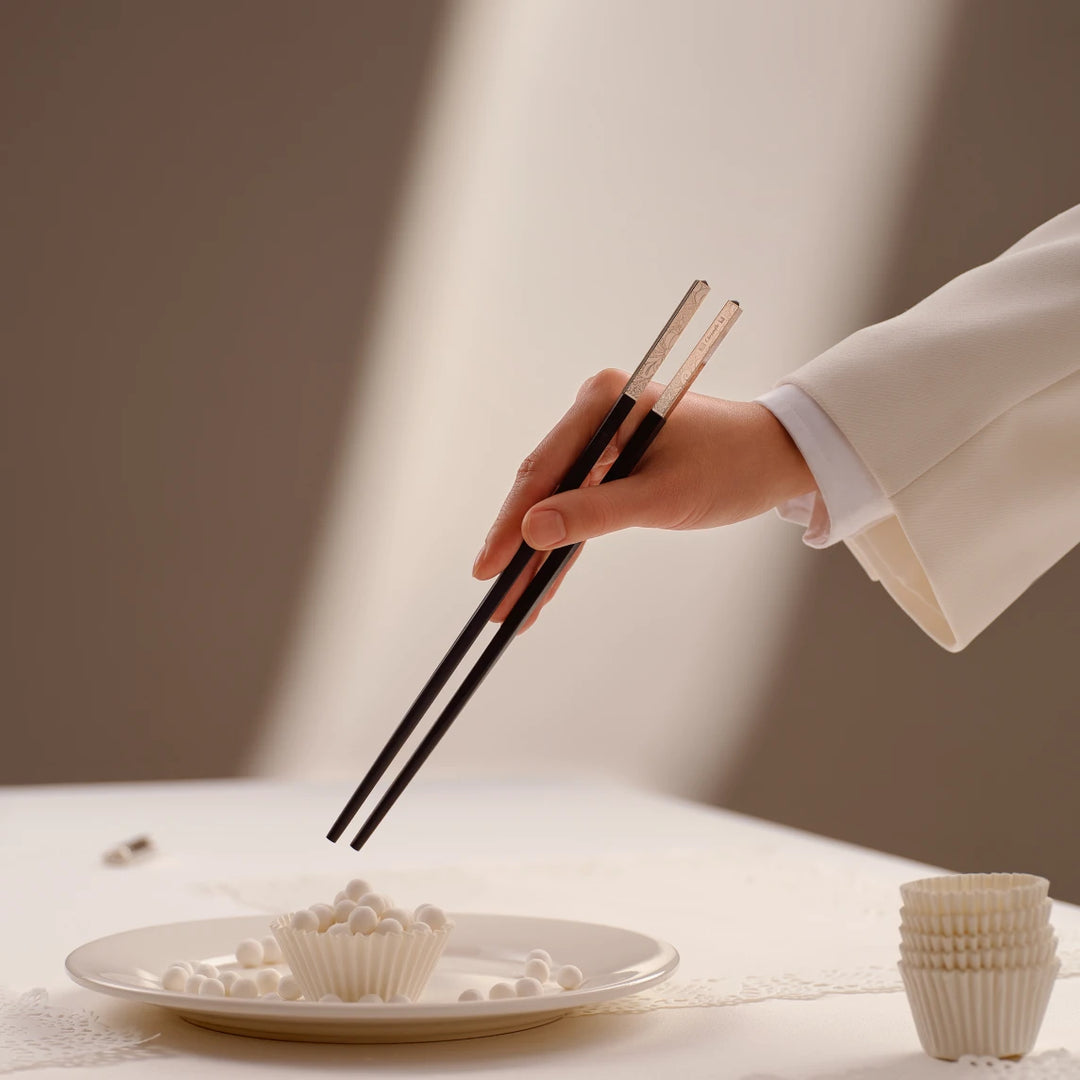 Jardin d'Eden - Japanese chopsticks - Silver plated - Pink gold finish