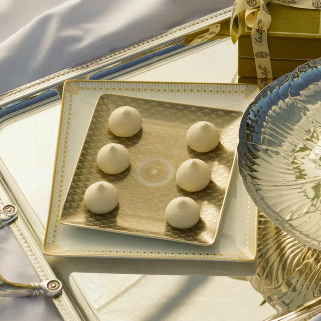 Malmaison - Rectangular Tray 17 x 15 cm - Porcelain Gold Finish