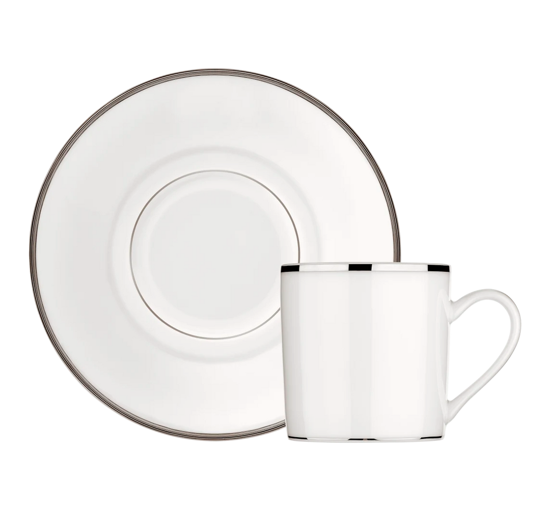 Albi - Demitasse Cup and Saucer - Porcelain Platinum Finish