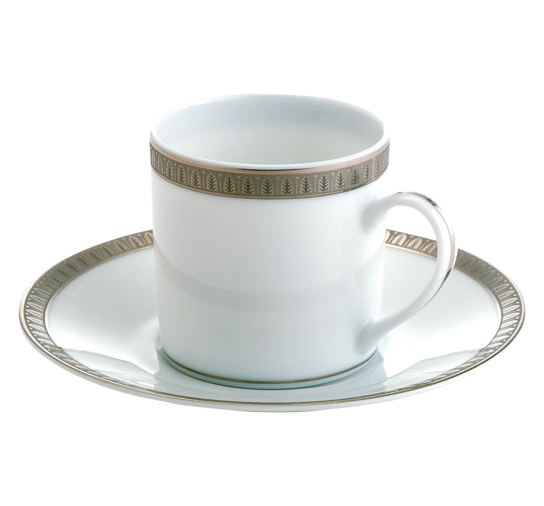 Malmaison - Coffee Cup and Saucer - Porcelain Platinum finish