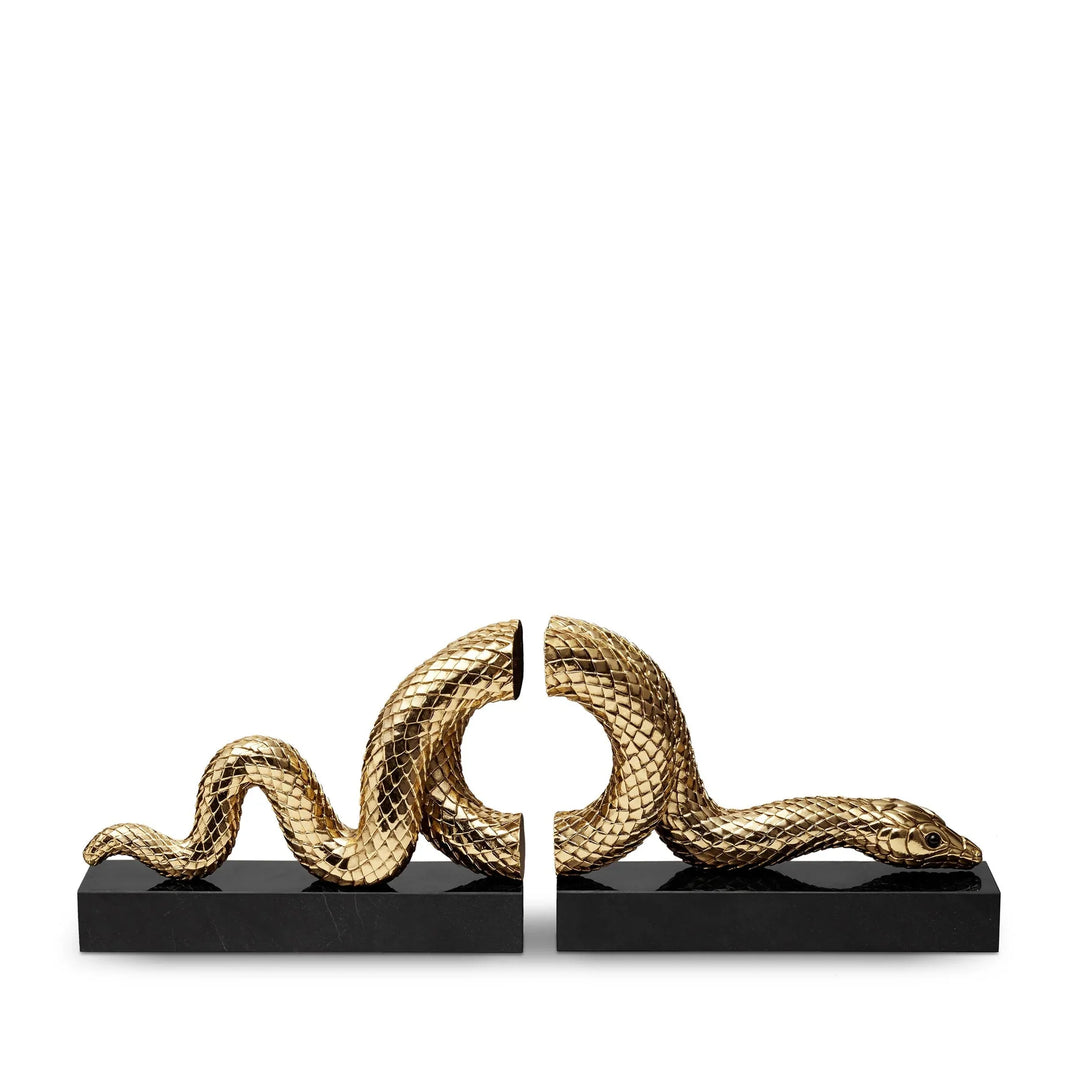 Snake Bookend Set - Gold