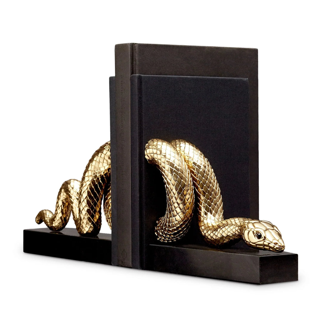 Snake Bookend Set - Gold