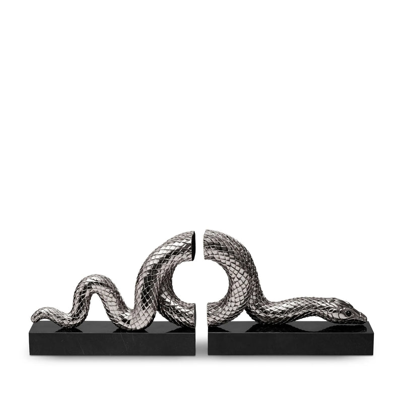 Snake Bookend Set - Platinum