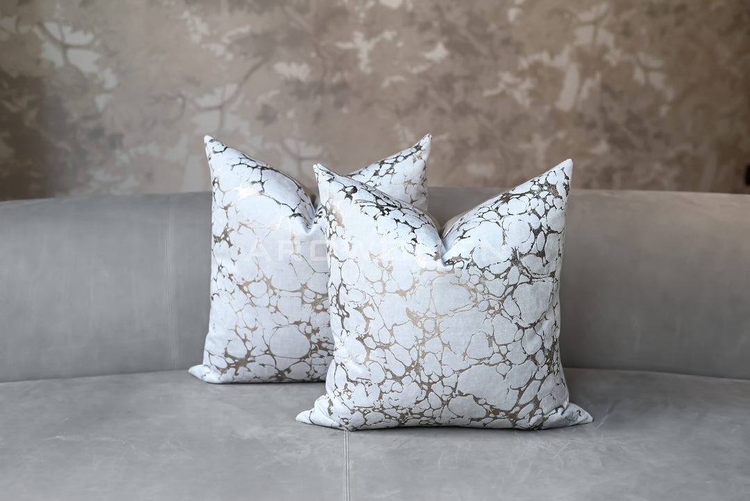 Decorative Cushion - Marble - Rose White