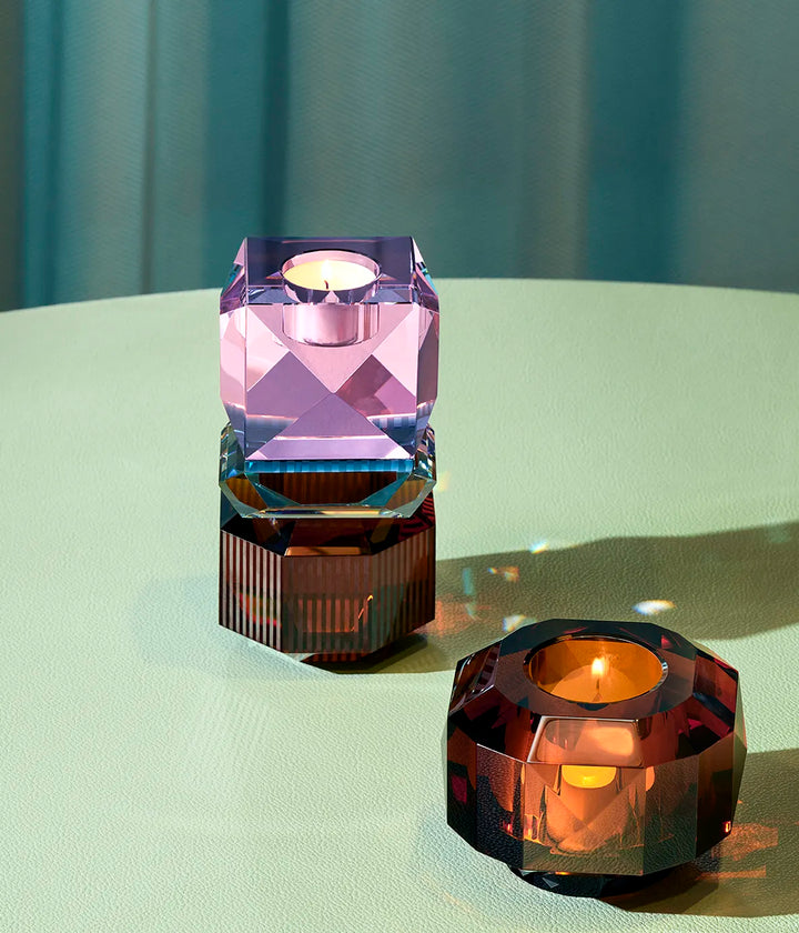 Tealight Holder - Dakota Brown/Clear/Petrol/Rose