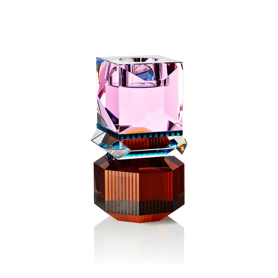 Tealight Holder - Dakota Brown/Clear/Petrol/Rose