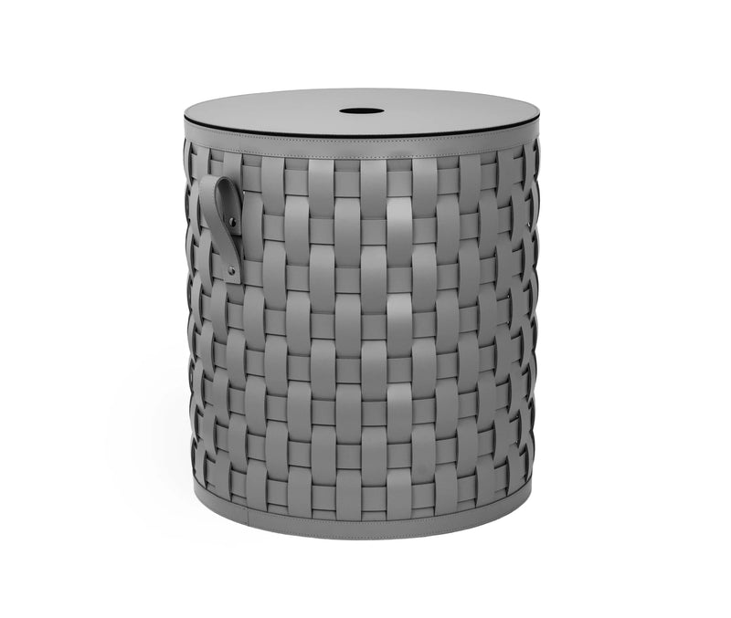 Demetra Short Round Basket With Flat Lid - Light Grey