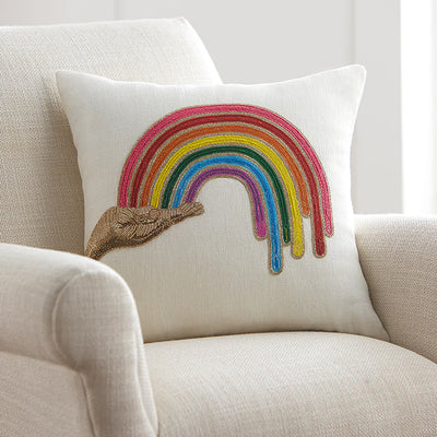 Rainbow Hand Beaded Cushion