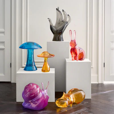 Orange Acrylic Mushroom Objet