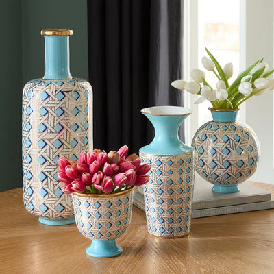 Basketweave Tall Bottle Vase