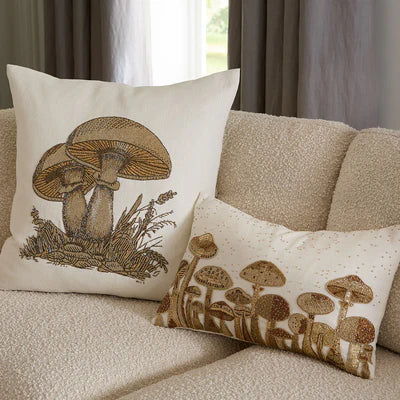 Botanist Large Mushrooms Beaded Cushion