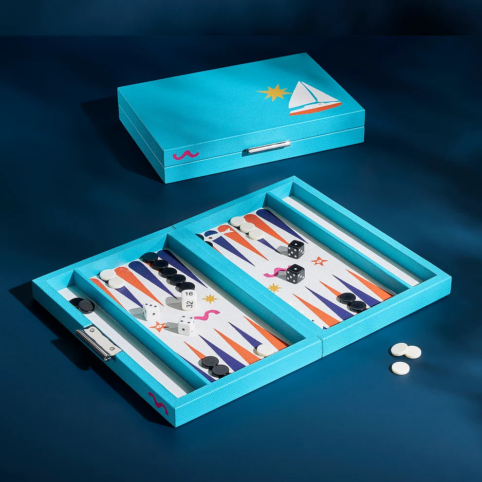 Playa Leather Backgammon Set - Boat