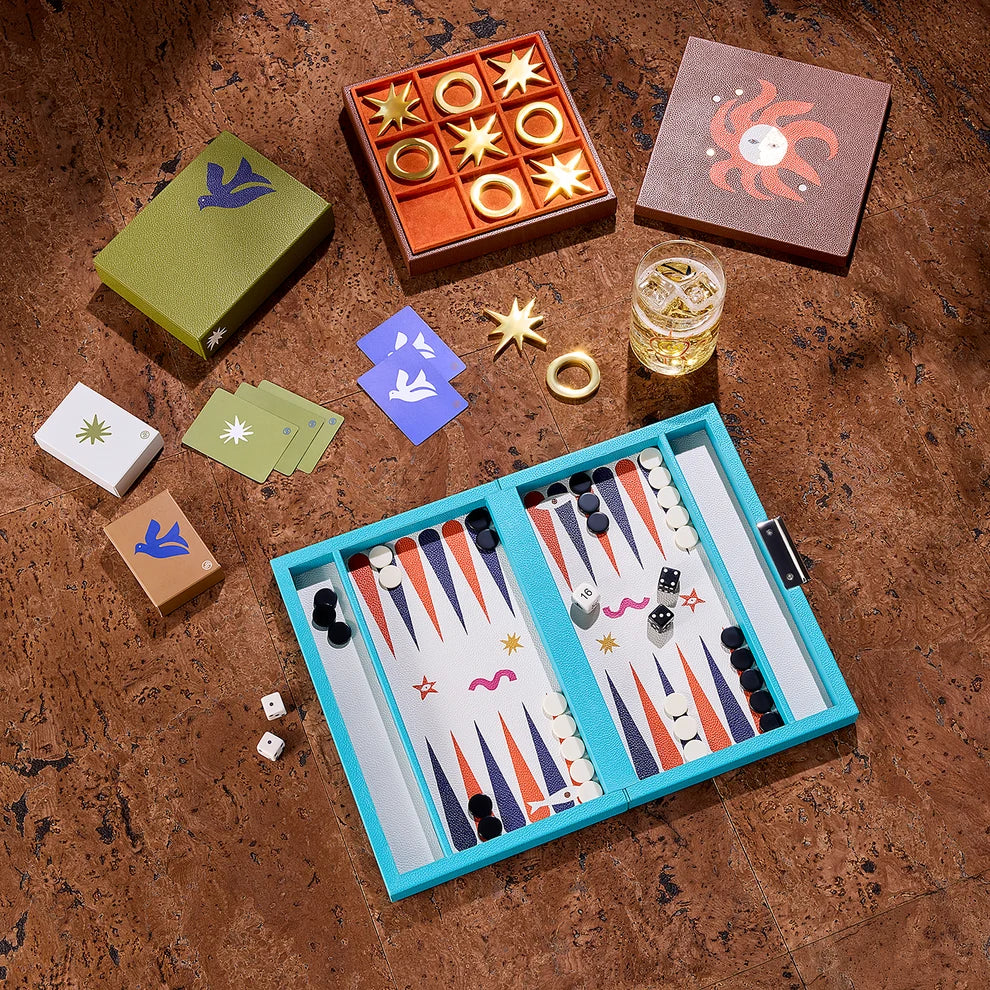 Playa Leather Backgammon Set - Boat