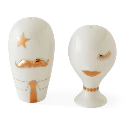 Gilded Mr. & Mrs. Muse Salt & Pepper Set