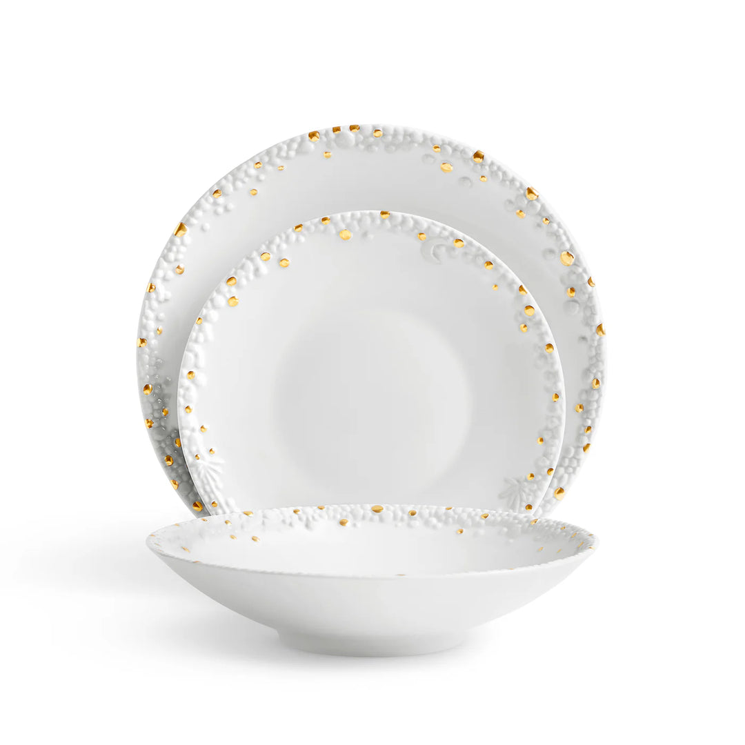 Haas Mojave Dinnerware Set of 3 - White + Gold