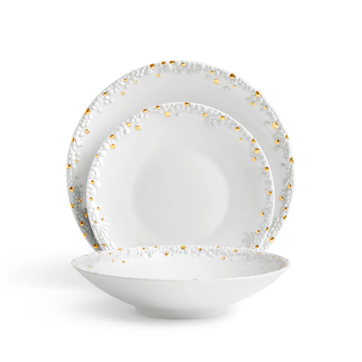 Haas Mojave Dinnerware Set of 3 - White + Gold