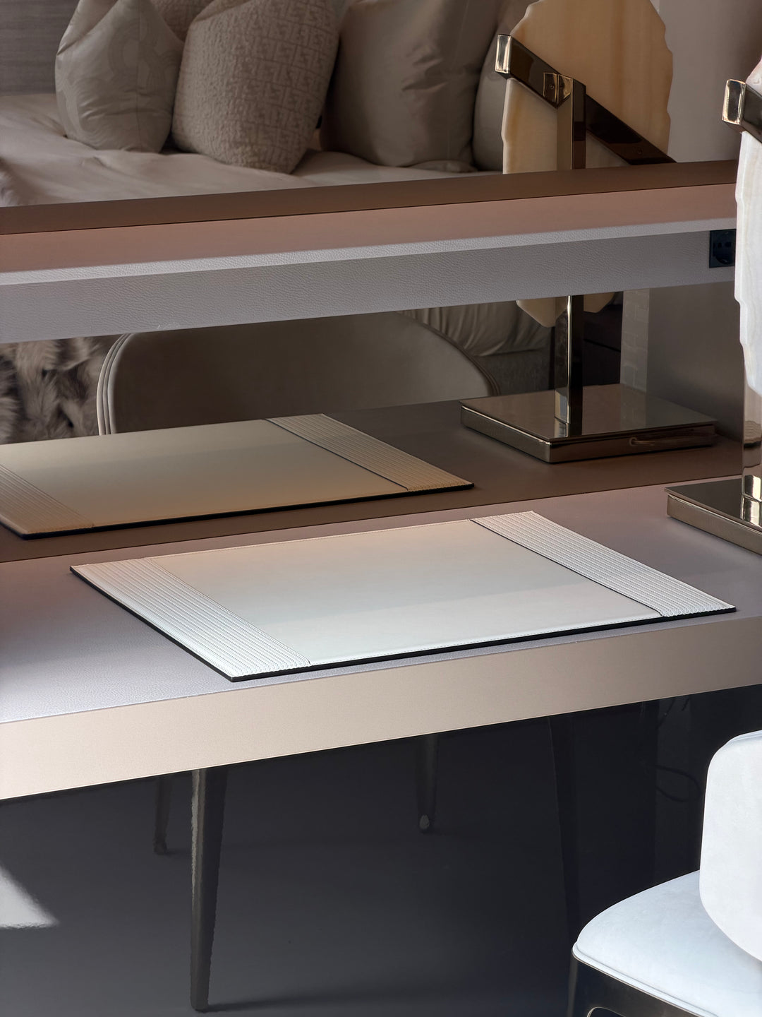 Desk Pad with Side Bands | Firenze Cream