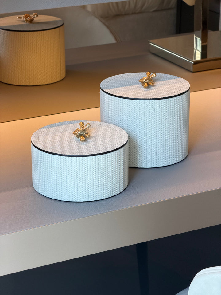 Thalia Round Box | Firenze Cream Small