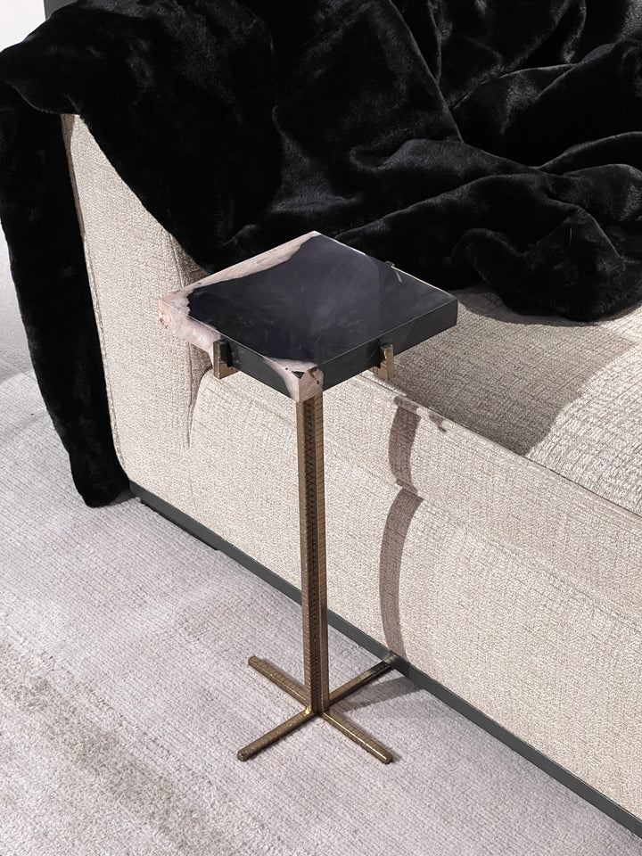 Side Table - Petrified Wood Brass