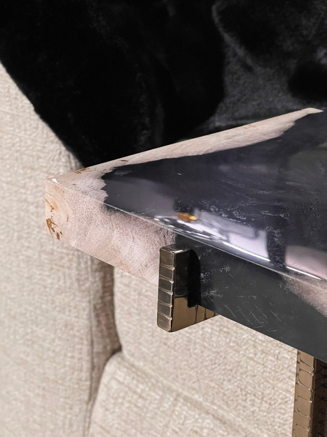 Side Table - Petrified Wood Brass