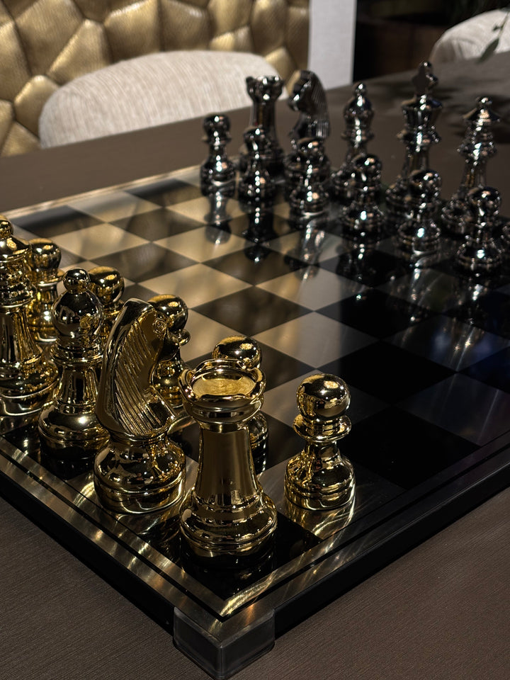 Chess Set - Metallic Silver/Gold