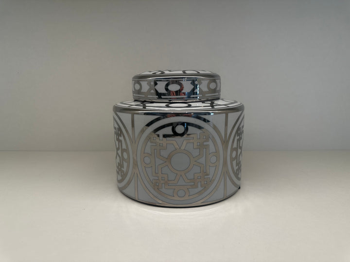 Jar - Decorative Arts - Silver/White H20cm