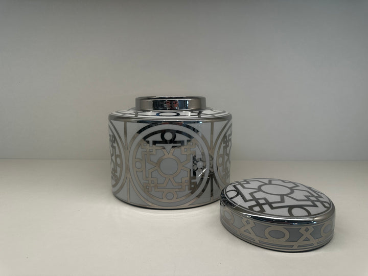 Jar - Decorative Arts - Silver/White H20cm