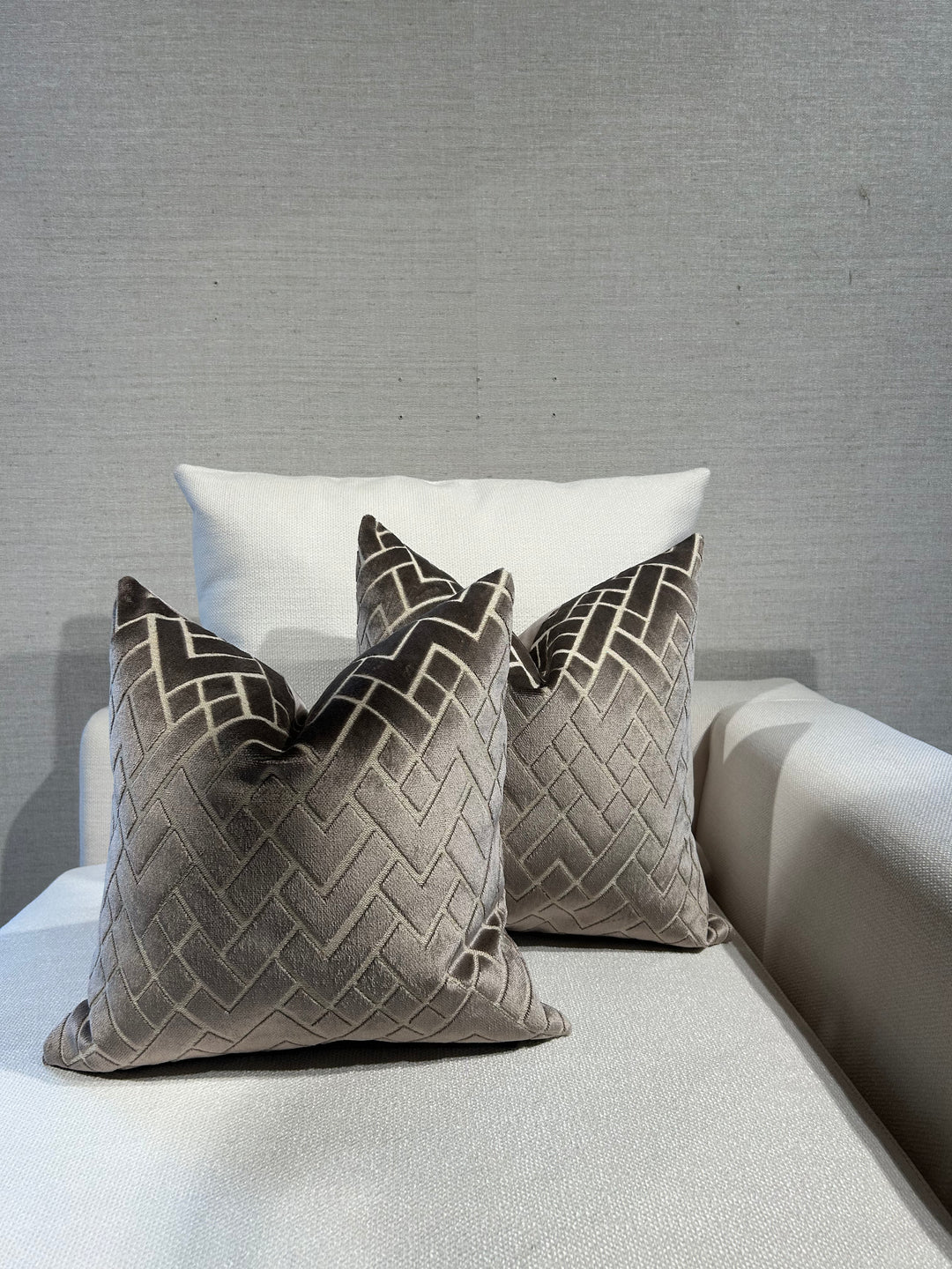 Decorative Cushion - Checkerd - Taupe