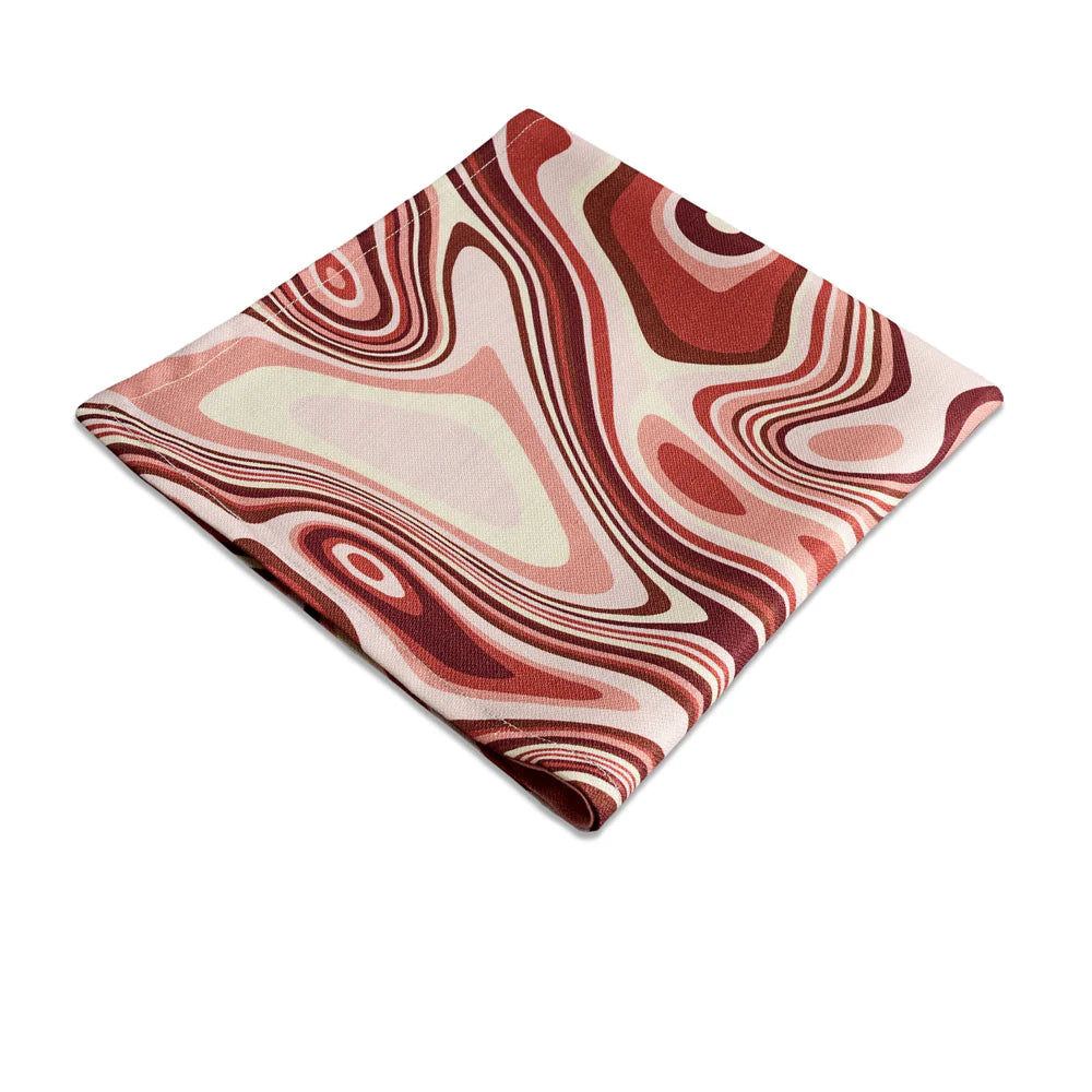 Linen Sateen Waves Napkins - Pink (Set of 4)