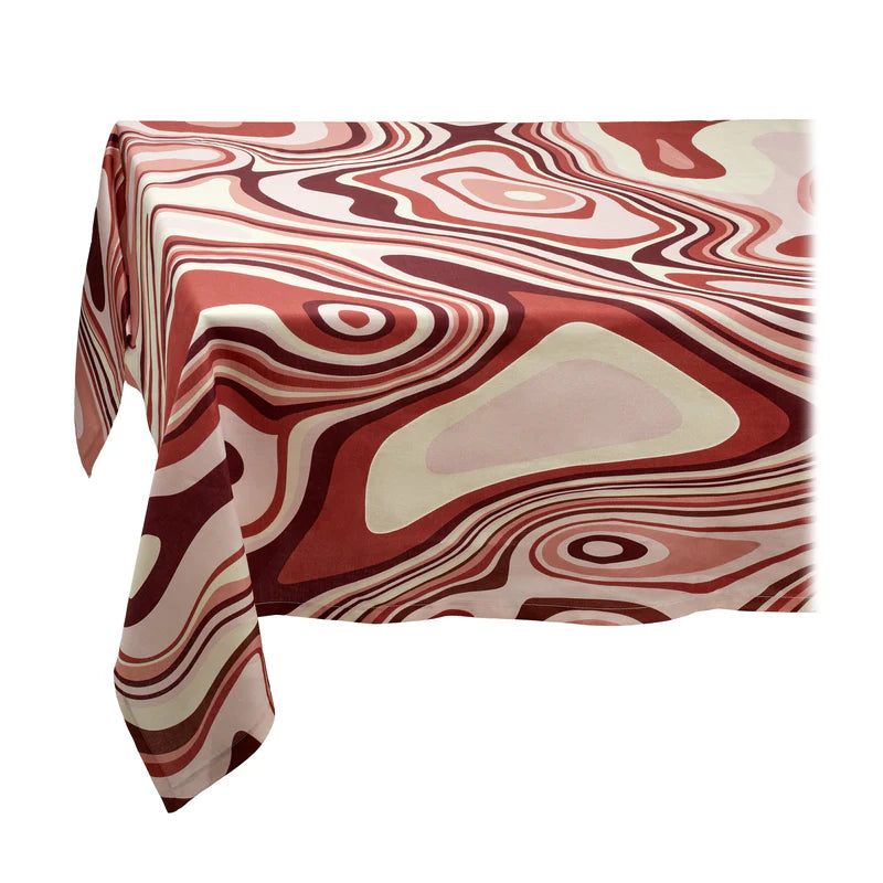 Linen Sateen Waves Tablecloth Medium - Pink
