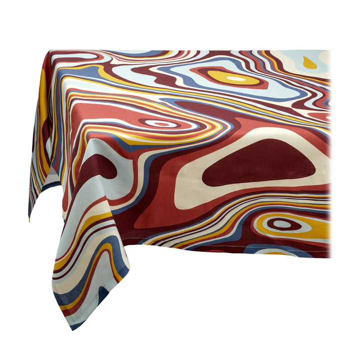 Linen Sateen Waves Tablecloth Medium - Multi Color