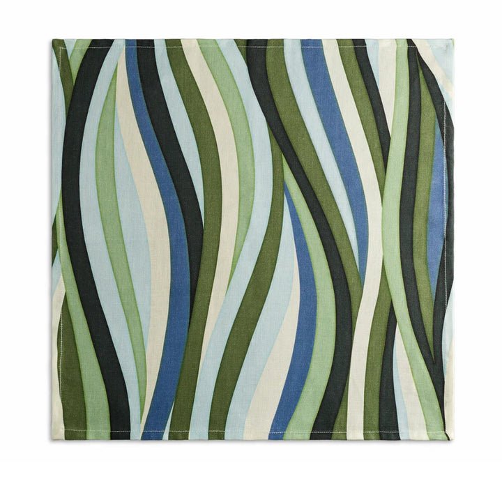 Linen Sateen Landscape Napkins - Blue + Green (Set of 4)