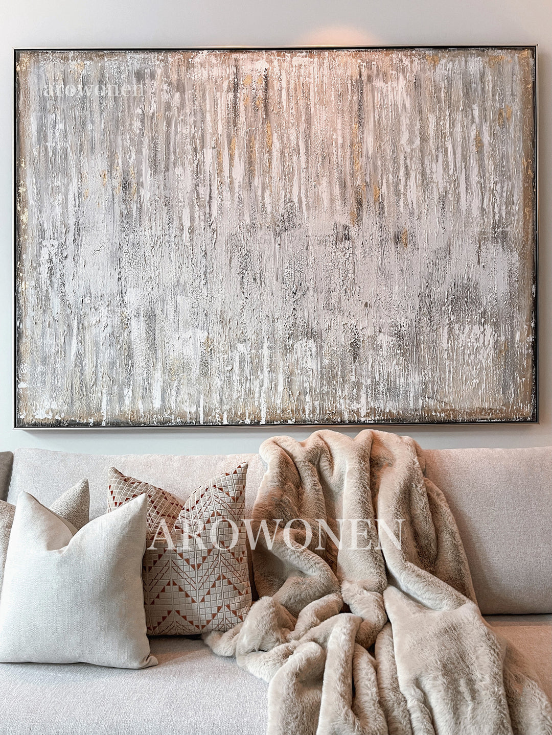 Art Canvas - Layers - Gold/White - 180x130cm