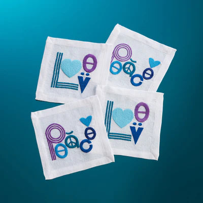 Peace & Love Cocktail Napkins - Set of 4