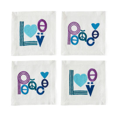 Peace & Love Cocktail Napkins - Set of 4