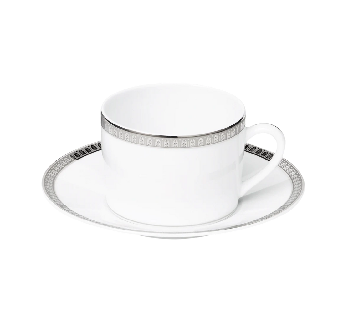 Malmaison - Tea/coffee Cup and Saucer - Porcelain Platinum Finish