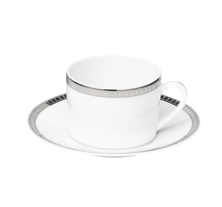 Malmaison - Tea/coffee Cup and Saucer - Porcelain Platinum Finish
