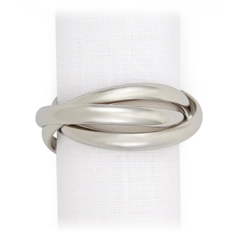 Three Ring Napkin Jewels Platinum (Set of 4)