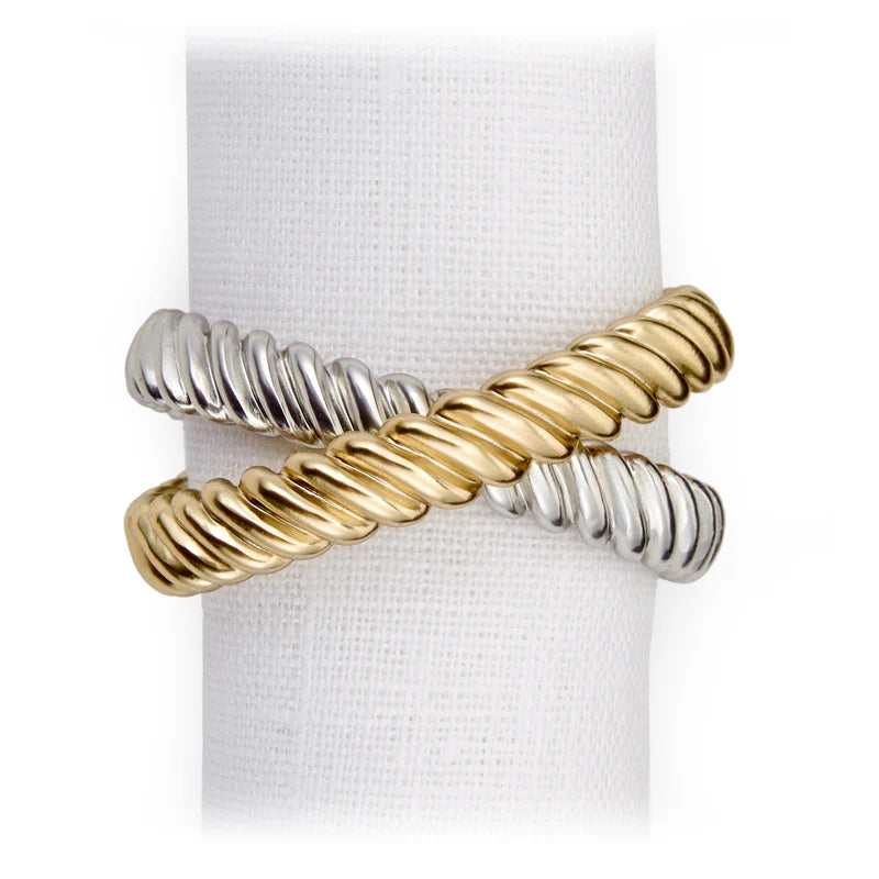 Deco Twist Napkin Jewels Gold + Platinum (Set of 4)