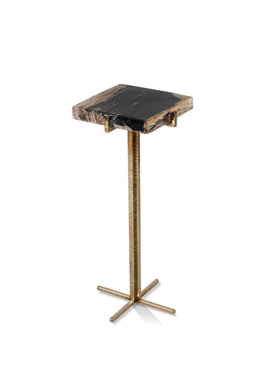 Side Table - Petrified Wood Brass