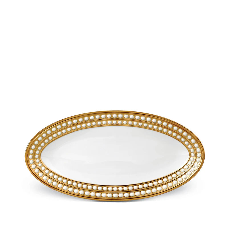 Perlée Oval Platter - Small - Gold